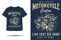 Cafe racer motorcycle custom live fast die hard silhouette t shirt design