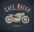 Cafe Racer Motorcycle. Vintage hand drawn styled vector illustration.