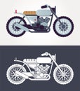 Cafe racer motorcycles style vehicles icons Royalty Free Stock Photo