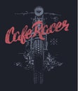 Cafe racer Vintage Motorcycle hand drawn t-shirt print