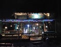 Cafe restaurant in Arambol by night, Goa, India. Royalty Free Stock Photo