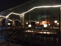 Cafe restaurant in Arambol by night, Goa, India. Royalty Free Stock Photo