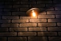 Cafe or Restaurant Decorate with Red Brick Wall and Industrial loft lamp