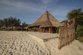 Cafe and resterant on a tropical beach - travel background Royalty Free Stock Photo