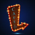 Cafe Signboard retro style with lamps