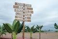 Cafe signpost on the beach