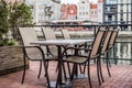 Cafe on the street with table and chairs Royalty Free Stock Photo