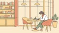 Cafe Study Scene, Cozy Workspace, Intellectual Environment, vector design Generative AI Royalty Free Stock Photo