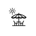 Terrace cafe line vector icon. Camping table and chairs illustration sign. linear style symbol for mobile concept and Royalty Free Stock Photo