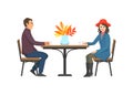 Cafe Tables and Couple Relaxing Outdoor Vector