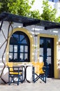 Cafe or taverna or hotel setting greek islands