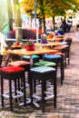 Cafe terrace in autumn city Royalty Free Stock Photo