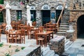 Cafe at Tinos Island, Cyclades, Greece Royalty Free Stock Photo