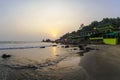 Cafe on tropical beach at sunset Royalty Free Stock Photo