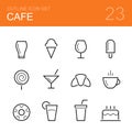 Cafe vector outline icon set
