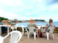 Cafe view of Scarborough Bay, Yorkshire, UK Royalty Free Stock Photo