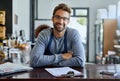 Cafe, waiter and portrait of man with clipboard for checklist, inventory review and feedback. Small business, restaurant Royalty Free Stock Photo