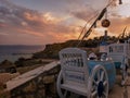 Cafes and restaurants on the cliffs at sunset in Hadaba, Sharm el Sheikh