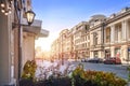 Cafes and tables on Myasnitskaya street in Moscow