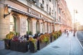 Cafes and tables on Myasnitskaya street in Moscow