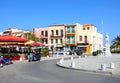 Cafes in town square, Rethymno. Royalty Free Stock Photo