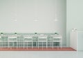 Cafeteria.Coffee shop interior.Counter bar,sofa,chairs and tables.Design with mint green color.