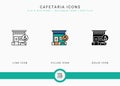 Cafeteria icons set vector illustration with solid icon line style. Modern cafe building concept. Royalty Free Stock Photo