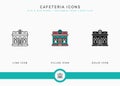 Cafeteria icons set vector illustration with solid icon line style. Modern cafe building concept. Royalty Free Stock Photo