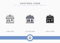 Cafeteria icons set vector illustration with solid icon line style. Modern cafe building concept. Royalty Free Stock Photo