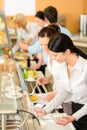 Cafeteria lunch two office woman choose food Royalty Free Stock Photo