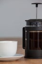 Cafetiere and a cup of black coffee Royalty Free Stock Photo