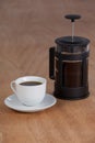 Cafetiere and a cup of black coffee Royalty Free Stock Photo