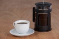 Cafetiere and a cup of black coffee Royalty Free Stock Photo