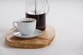 Cafetiere and a cup of black coffee Royalty Free Stock Photo
