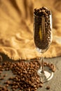 caffe beans in a champagne glass