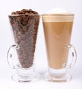 Caffe latte and coffee beans Royalty Free Stock Photo