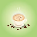 caffe latte with design in foam. Vector illustration decorative design