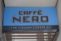 The Caffe Nero signage above a cafe in Cheltenham, Gloucestershire, United Kingdom