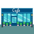 Caffee shops and stores front flat style. Vector illustration