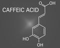 Caffeic acid molecule skeletal formula. Intermediate in the biosynthesis of lignin. Royalty Free Stock Photo