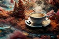 Caffeinated Dreams: Let the aroma of coffee guide you through a dreamlike journey, where reality blurs into an abstract caffeine