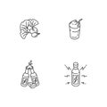 Caffeinated drinks linear icons set