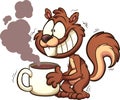 Caffeinated squirrel shaking and holding a big cup of coffee