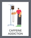 Caffeine addiction banner or poster template flat vector illustration.