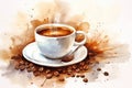 Black cup caffeine espresso morning breakfast coffee hot background brown drink beverage Royalty Free Stock Photo