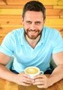 Caffeine can get creative juices flowing when you stuck in rut and it gives you drive. Man bearded guy drinks cappuccino