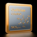 Caffeine. Icon, chemical formula, molecular structure. 3D Royalty Free Stock Photo