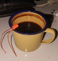 The caffeine in a cup coffe that which brewed ranged from 95 - 200 mg