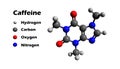 Caffeine 3D chemical formula Royalty Free Stock Photo