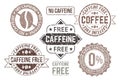 Caffeine free tags and grunge labels set